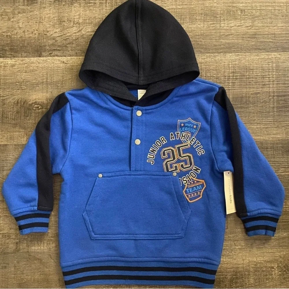 💞 New Baby & Toddler Boys 3T Blue Athletic Hoodie